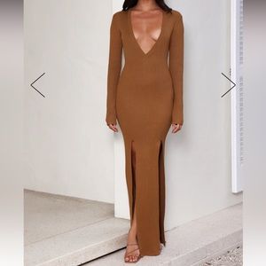 LIONESS OPULENCE MAXI DRESS CAMEL size XS .